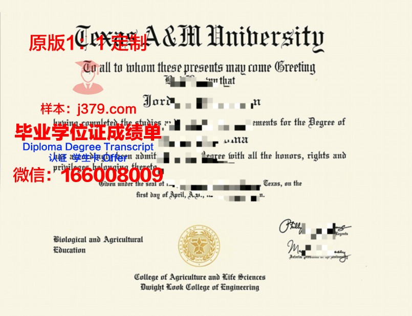 德克萨斯农工大学科默斯分校毕业证图片(德克萨斯农工大学排名)